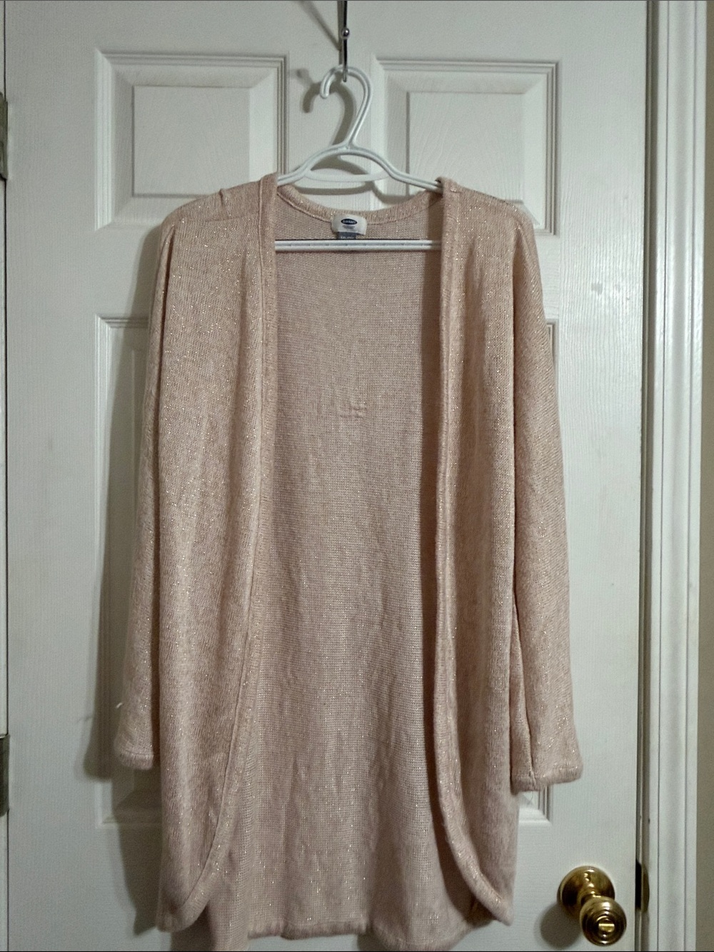 Old Navy Light Pink Open-Front Shimmer Cardigan